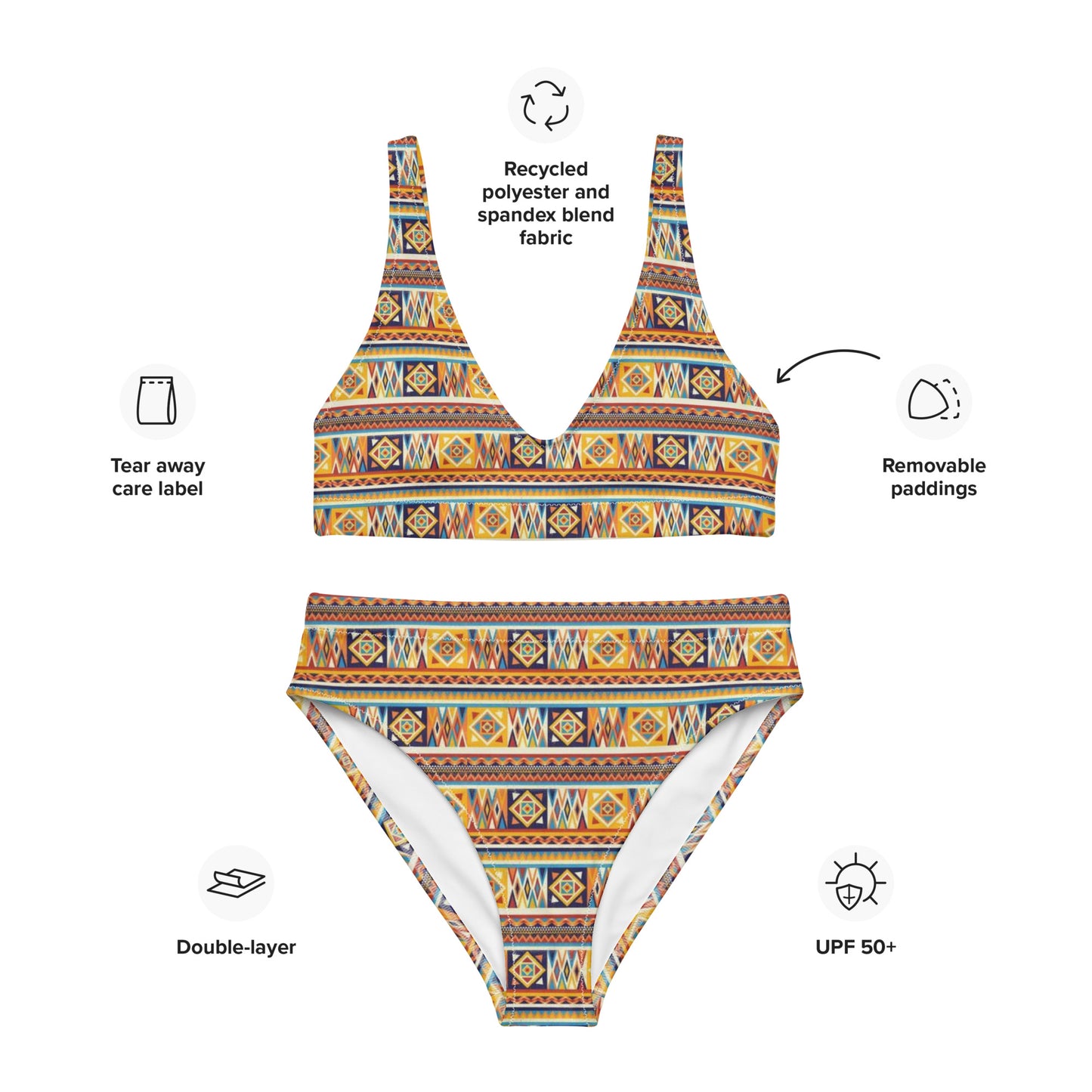 Bas et Haut de maillot de bain éco-responsable taille haute